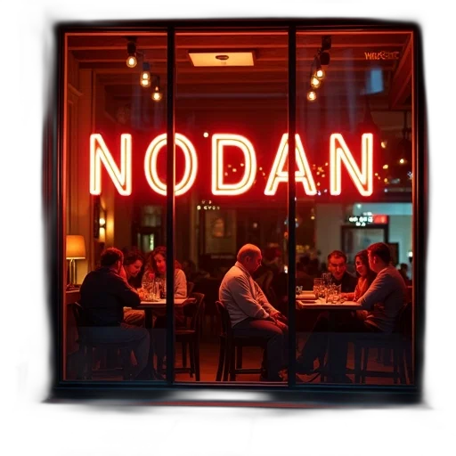 food, neon lights, first, image, shows, exterior, restaurant, large transparent PNG cut-out