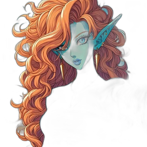 face, hair, mask, crown, fantasy art, concept art, watercolor, comic book art transparent PNG cut-out