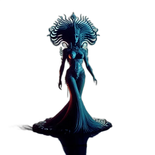 dress, crown, hair, creature, concept art, fantasy art, 3d render, comic book art transparent PNG cut-out