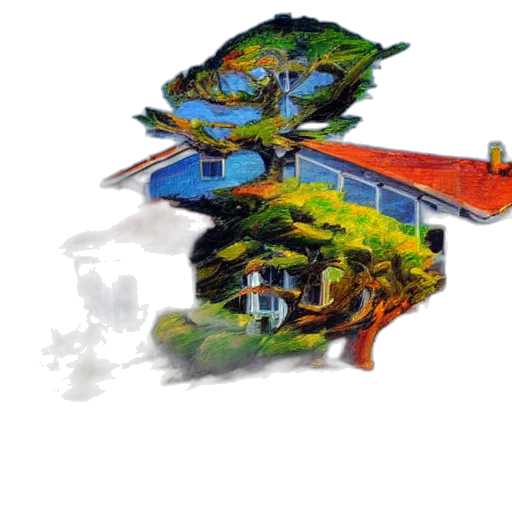 building, tree, concept art, photorealistic transparent PNG cut-out