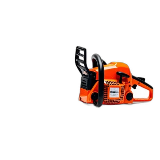 weapon, robot, bright, orange, husqvarna, chainsaw, black, handle transparent PNG cut-out