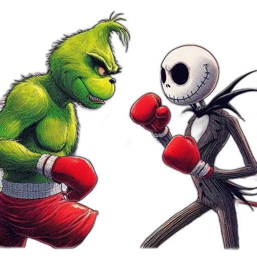 concept art, comic book art, fantasy art, pixel art, iconic, characters, grinch, jack transparent PNG cut-out