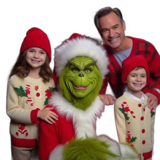 creature, image, showcases, family, posing, iconic, grinch, character transparent PNG cut-out