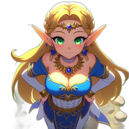crown, dress, staff, jewelry, fantasy art, pixel art, concept art, anime transparent PNG cut-out