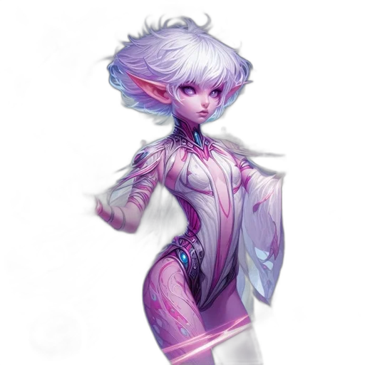 dress, robot, staff, concept art, fantasy art, cyberpunk, vaporwave, pastel transparent PNG cut-out