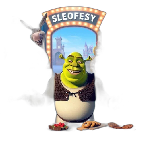 food, staff, concept art, 3d render, cartoon, photorealistic, shrek, princess transparent PNG cut-out