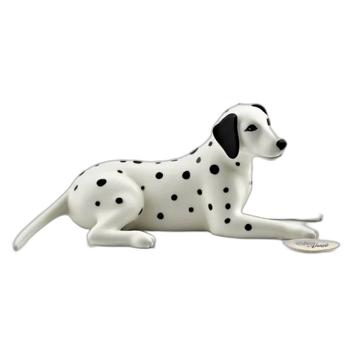 animal, 3d render, photorealistic, white, porcelain, figurine, dalmatian, dog transparent PNG cut-out