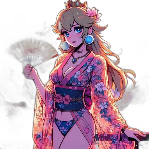 dress, staff, flower, anime, concept art, vaporwave, pixel art, pastel transparent PNG cut-out