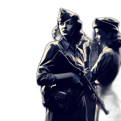 weapon, staff, concept art, comic book art, photorealistic, fantasy art, two, women transparent PNG cut-out