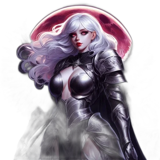 comic book art, concept art, fantasy art, watercolor, dark, female, figure, silver transparent PNG cut-out