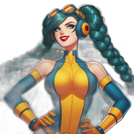 comic book art, concept art, fantasy art, cartoon, female, animated, character, teal transparent PNG cut-out