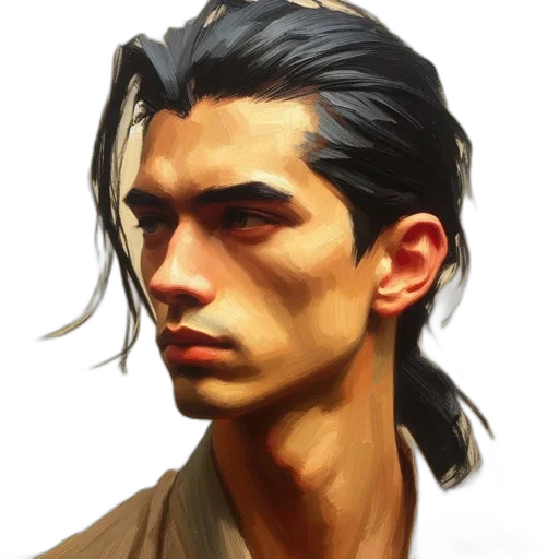 face, staff, photorealistic, fantasy art, oil painting, concept art, earth tones, golden transparent PNG cut-out