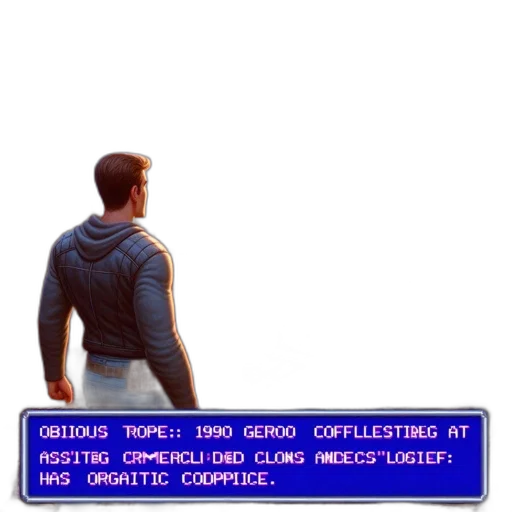 robot, staff, weapon, jacket, pixel art, vaporwave, concept art, cyberpunk transparent PNG cut-out
