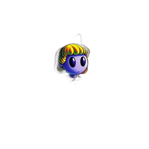 staff, crown, hair, robot, pixel art, 3d render, concept art, vaporwave transparent PNG cut-out