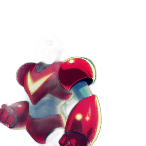 robot, weapon, mask, concept art, 3d render, comic book art, pixel art, fire transparent PNG cut-out