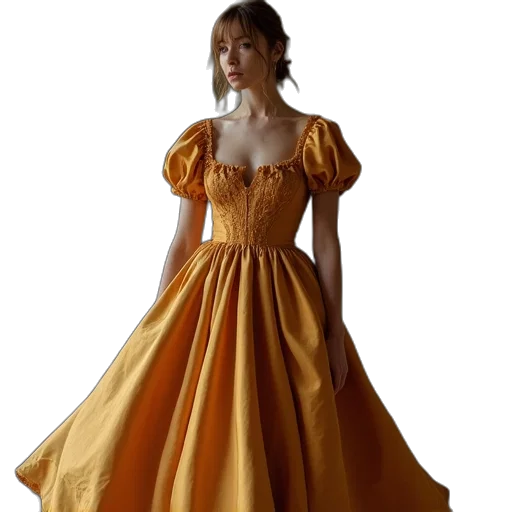 dress, photorealistic, 3d render, concept art, golden, reformation, caracotto transparent PNG cut-out