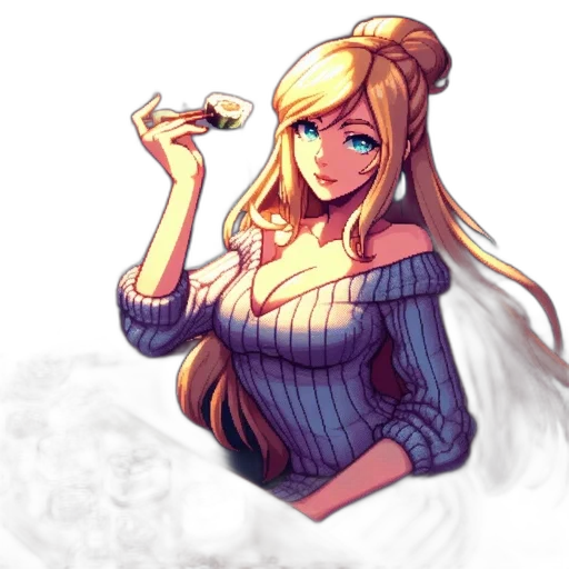 dress, staff, flower, jacket, pixel art, anime, fantasy art, concept art transparent PNG cut-out