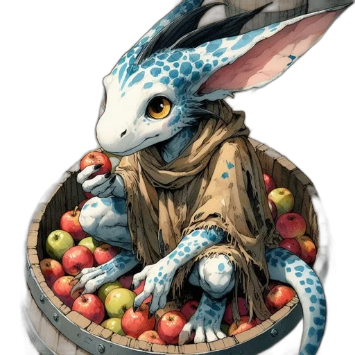 dragon, creature, food, animal, fantasy art, concept art, watercolor, 3d render transparent PNG cut-out