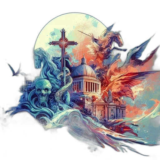 dragon, fantasy art, concept art, watercolor, anime, fire, blue, colorful transparent PNG cut-out