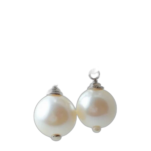 jewelry, 3d render, photorealistic, pair, silver, earrings, white, pearls transparent PNG cut-out