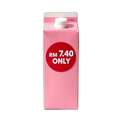 bottle, 3d render, vaporwave, pink, carton, nestle, full, cream transparent PNG cut-out