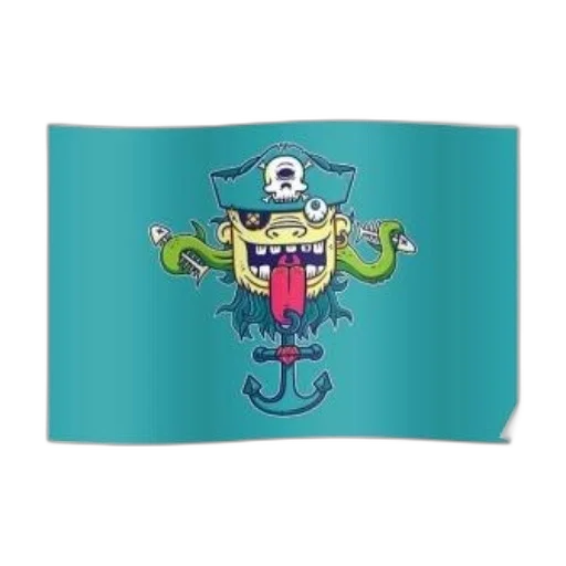 cartoon, pirate, green, tentacle, arm, wearing, skull, crossbones transparent PNG cut-out