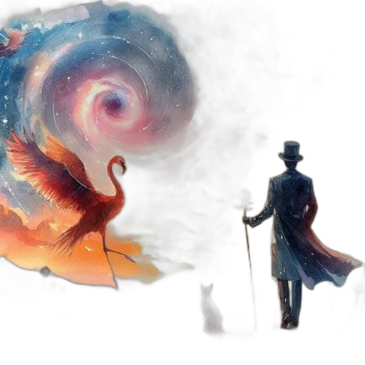 staff, dragon, concept art, fantasy art, watercolor, comic book art, outer space, fire transparent PNG cut-out