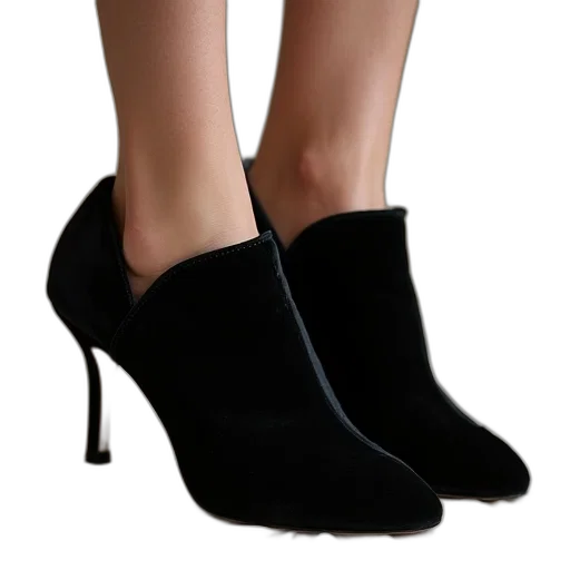 shoes, black, velvet, sandals transparent PNG cut-out