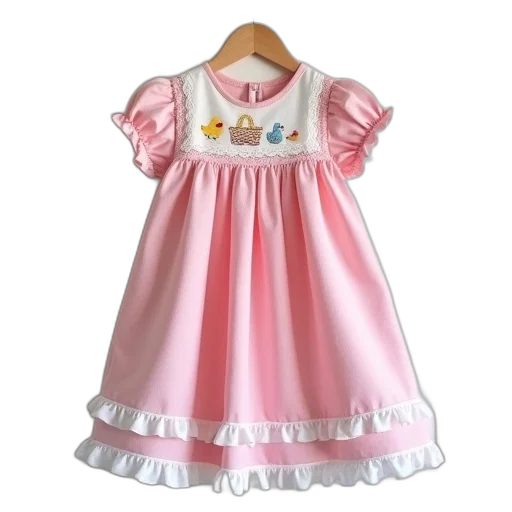 dress, pink, white, collar, ruffled, hem, hanging, door transparent PNG cut-out