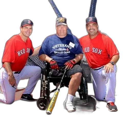 staff, three, men, red, sox, uniforms, pose, photo transparent PNG cut-out