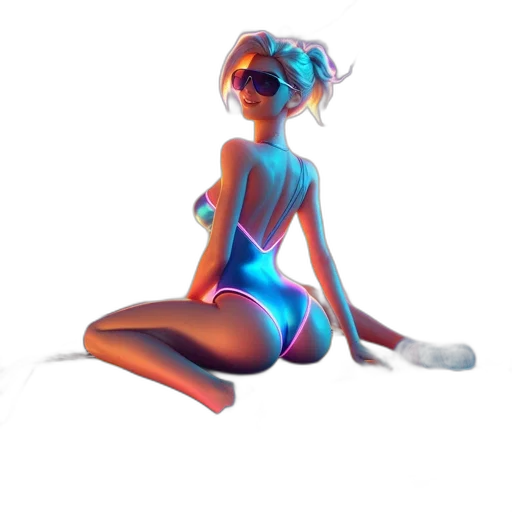 dress, robot, concept art, 3d render, pixel art, cyberpunk, neon lights, outer space transparent PNG cut-out
