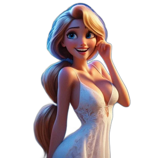 dress, crown, face, concept art, cartoon, 3d render, fantasy art, snow transparent PNG cut-out