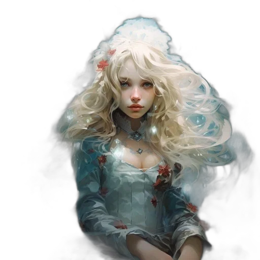 face, flower, dress, jacket, fantasy art, concept art, photorealistic, oil painting transparent PNG cut-out