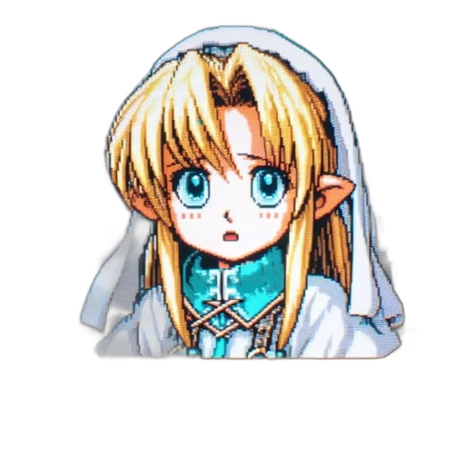 crown, face, staff, robot, pixel art, anime, 3d render, vaporwave transparent PNG cut-out