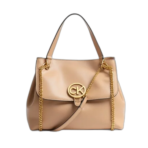 earth tones, beige, leather, handbag, gold, chain, strap, plaque transparent PNG cut-out
