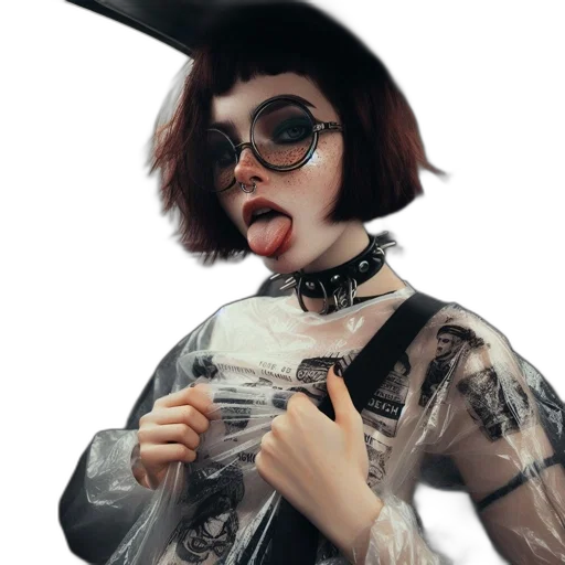 jacket, staff, hat, dress, photorealistic, cyberpunk, 3d render, concept art transparent PNG cut-out