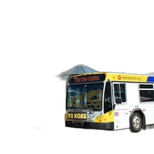 staff, 3d render, photorealistic, concept art, city street, yellow, white, bus transparent PNG cut-out