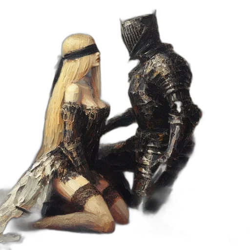 dress, sword, mask, weapon, concept art, fantasy art, watercolor, 3d render transparent PNG cut-out