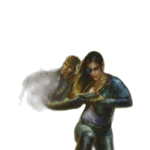 weapon, staff, jacket, creature, concept art, comic book art, fantasy art, cyberpunk transparent PNG cut-out