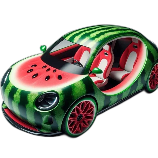 car, 3d render, photorealistic, concept art, watermelon, design, featuring, rind transparent PNG cut-out