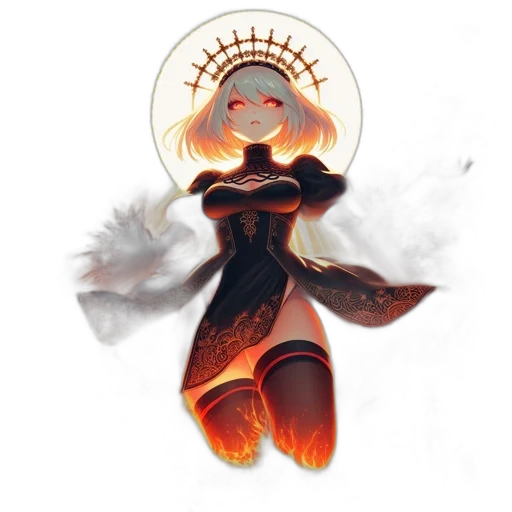 dress, robot, crown, mask, concept art, fantasy art, pixel art, anime transparent PNG cut-out