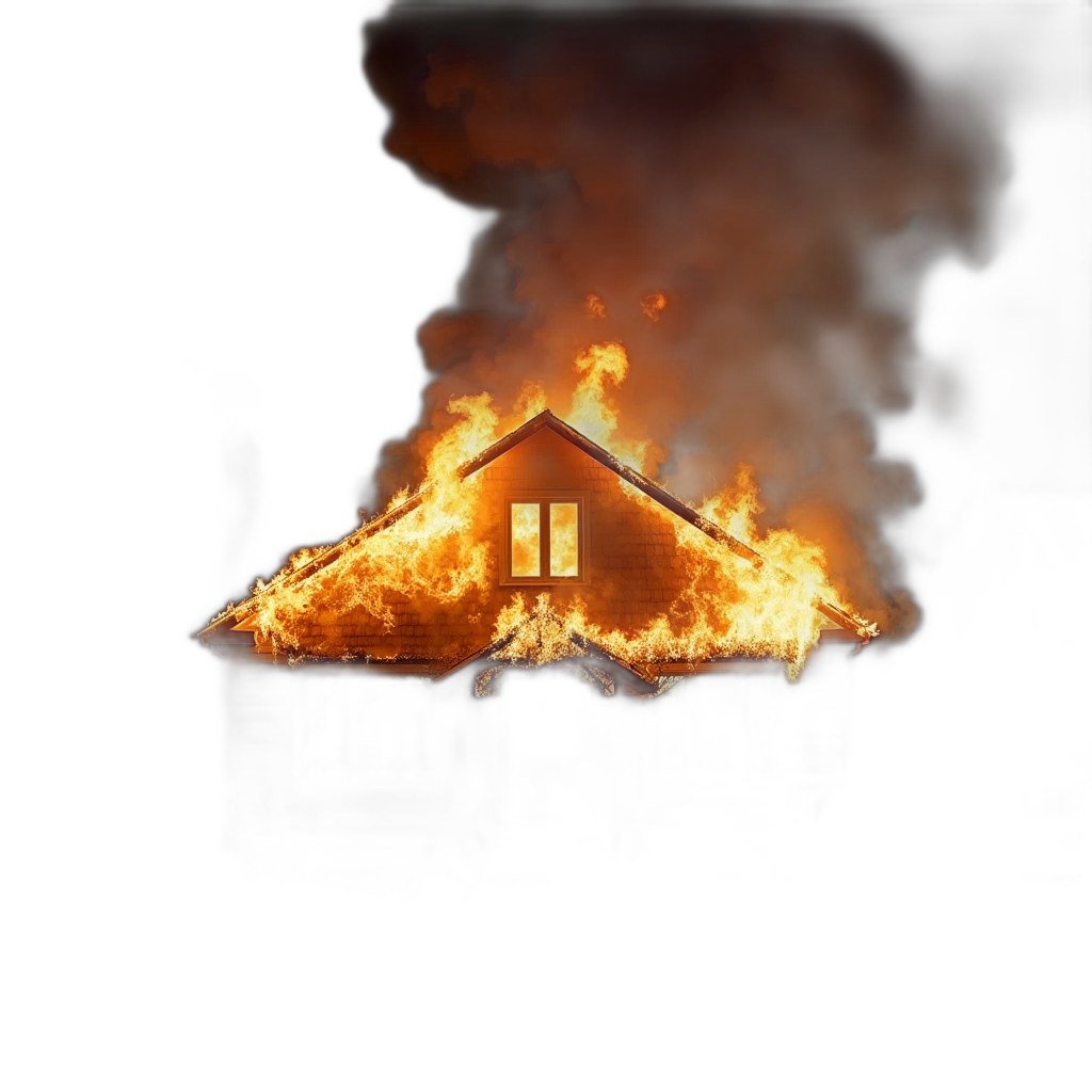 building, jacket, furniture, 3d render, concept art, photorealistic, fire, night transparent PNG cut-out