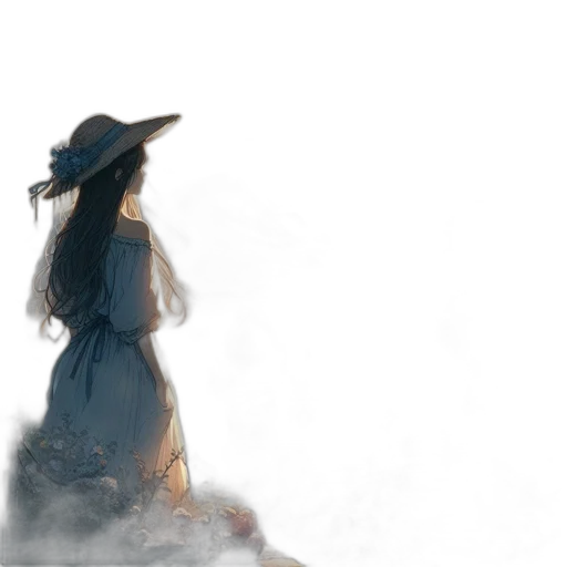 dress, hat, staff, sword, concept art, watercolor, fantasy art, anime transparent PNG cut-out