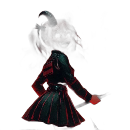 dress, jacket, hair, creature, concept art, pixel art, anime, 3d render transparent PNG cut-out