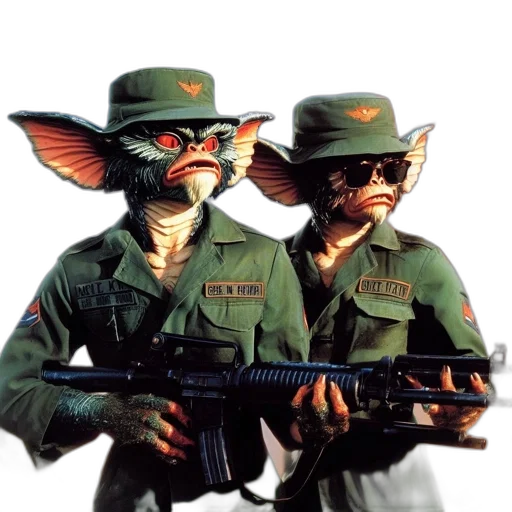 weapon, staff, concept art, two, cartoonish, soldiers, wearing, military transparent PNG cut-out