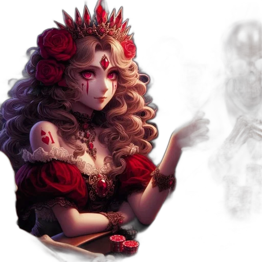 crown, mask, concept art, fantasy art, pixel art, 3d render, red, dark transparent PNG cut-out