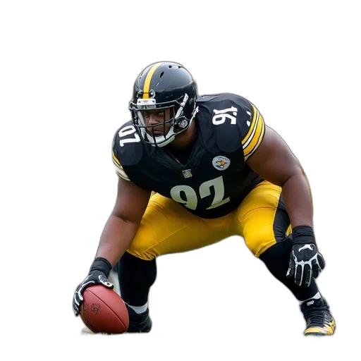 group, football, players, black, yellow, uniforms, crouched, ready transparent PNG cut-out