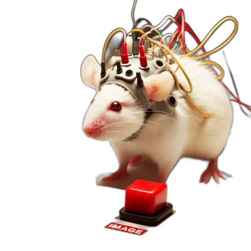 animal, robot, concept art, 3d render, cyberpunk, lab, rat, wears transparent PNG cut-out