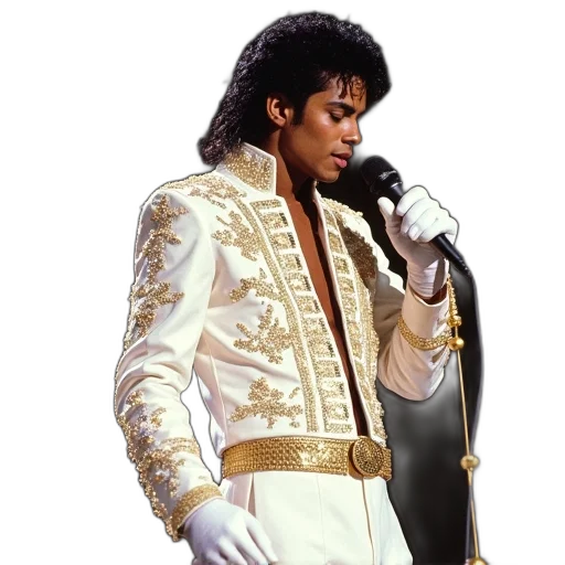 jacket, photorealistic, color, image, young, michael, jackson, performing transparent PNG cut-out