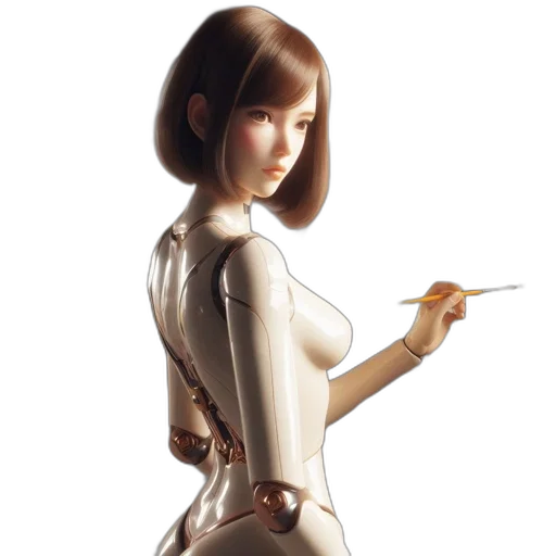 robot, staff, sword, weapon, concept art, fantasy art, photorealistic, 3d render transparent PNG cut-out
